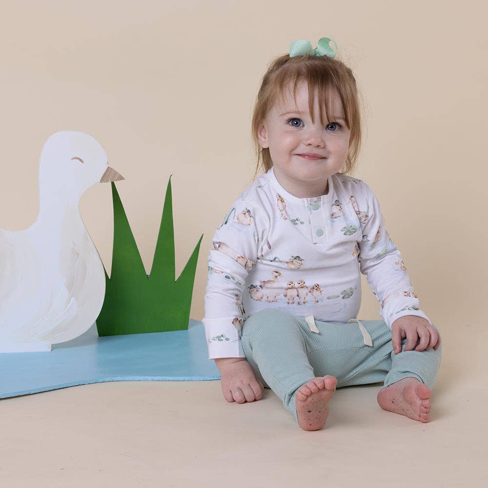 Snuggle Hunny - Duck Pond Long Sleeve Organic Bodysuit