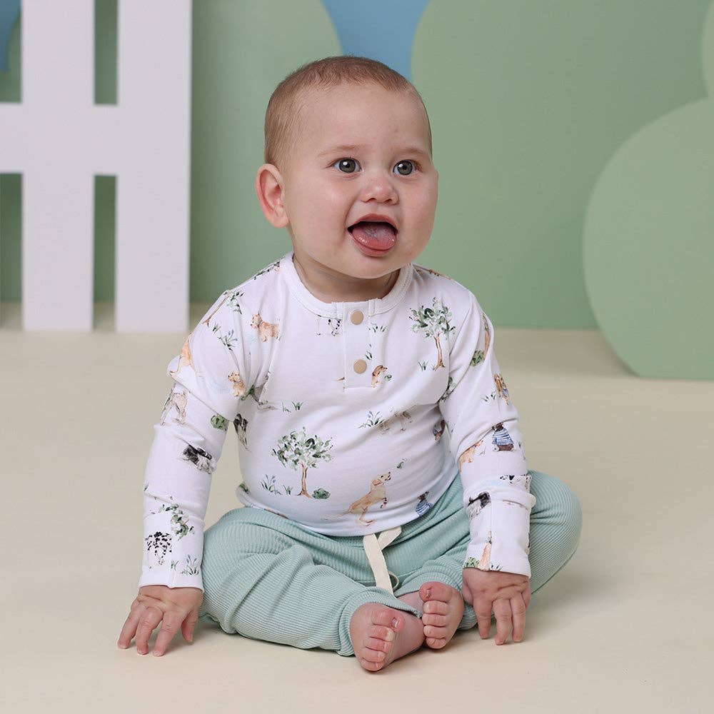 Snuggle Hunny - Dog Park Long Sleeve Organic Bodysuit