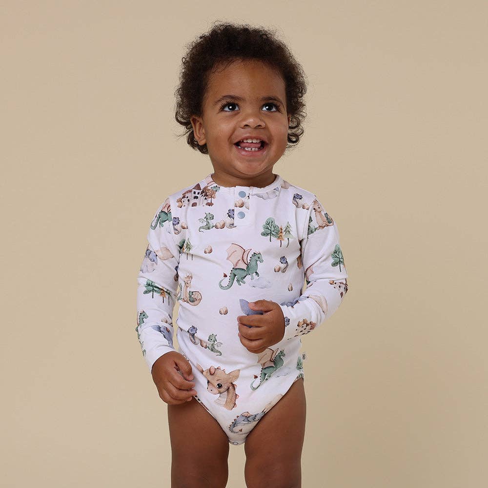 Snuggle Hunny - Dragon Long Sleeve Organic Bodysuit