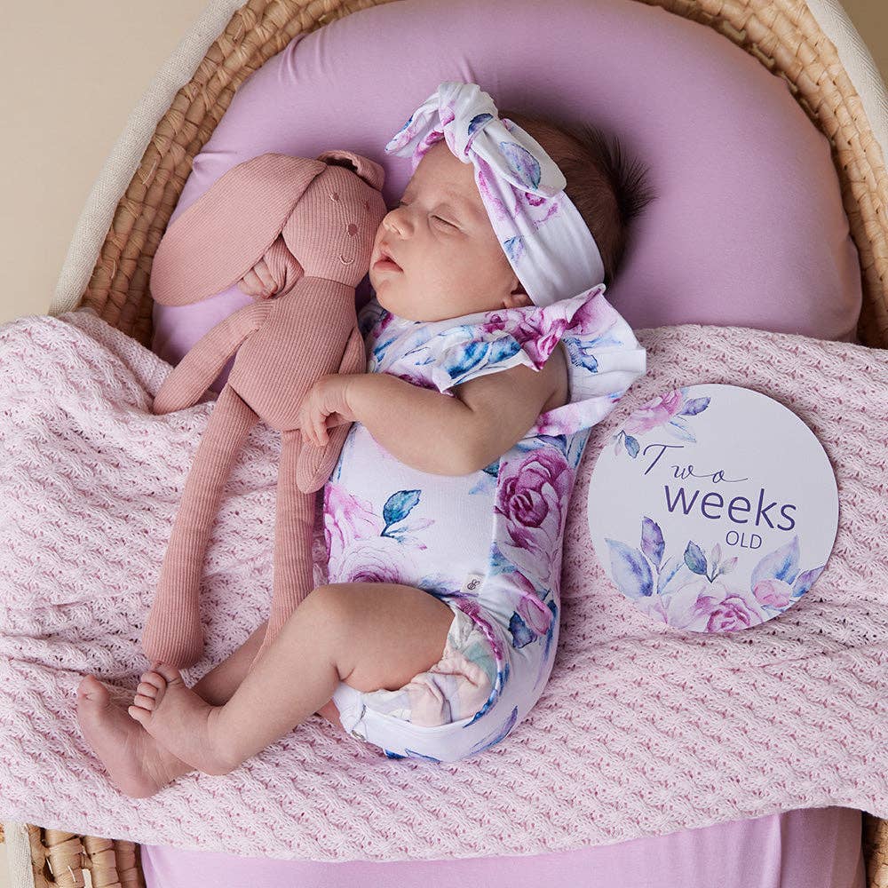 Snuggle Hunny - Lilac Skies Short Sleeve Organic Bodysuit with Frill