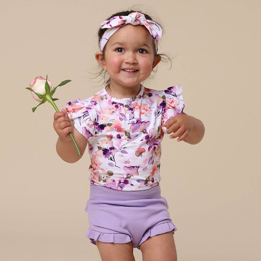 Snuggle Hunny - Blushing Beauty Short Sleeve Organic Bodysuit with Frill