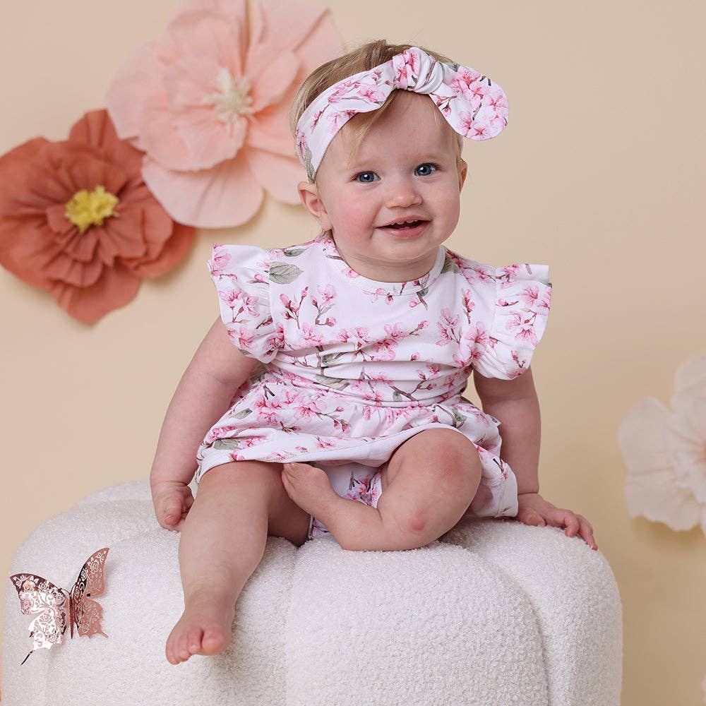 Snuggle Hunny - Cherry Blossom Short Sleeve Organic Dress