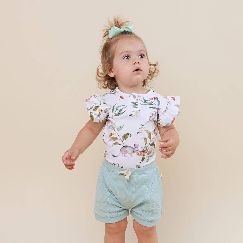 Snuggle Hunny - Easter Bilby Short Sleeve Organic Bodysuit with Frill