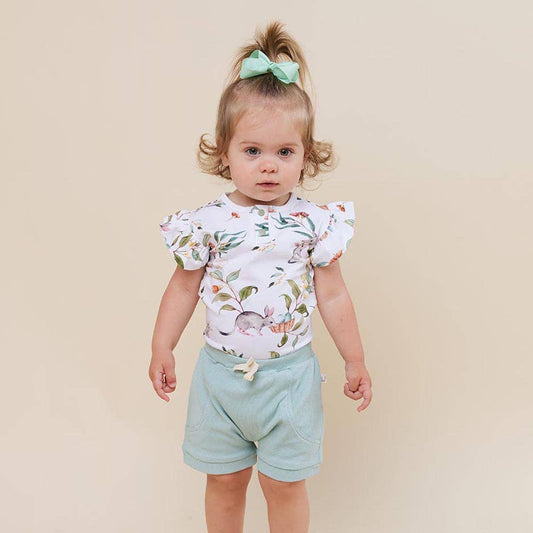 Snuggle Hunny - Easter Bilby Short Sleeve Organic Bodysuit with Frill