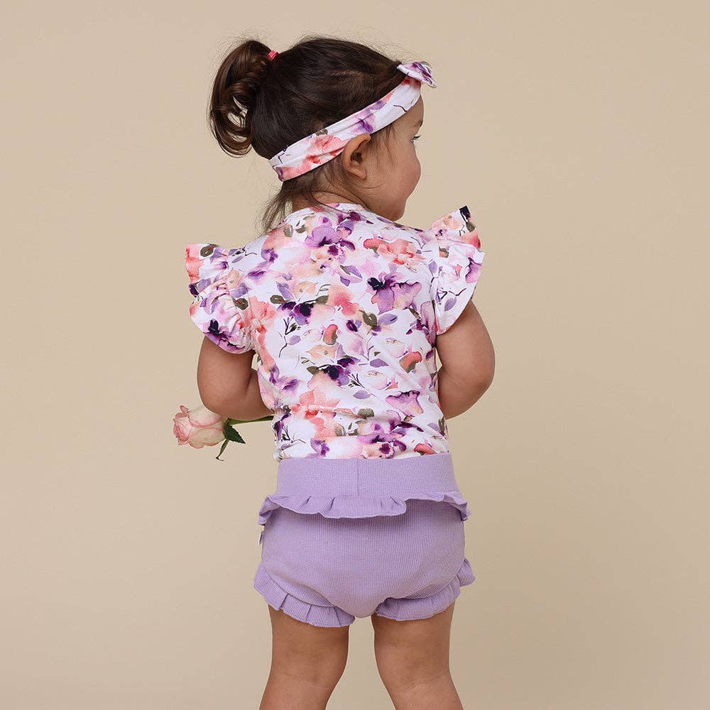 Snuggle Hunny - Blushing Beauty Short Sleeve Organic Bodysuit with Frill