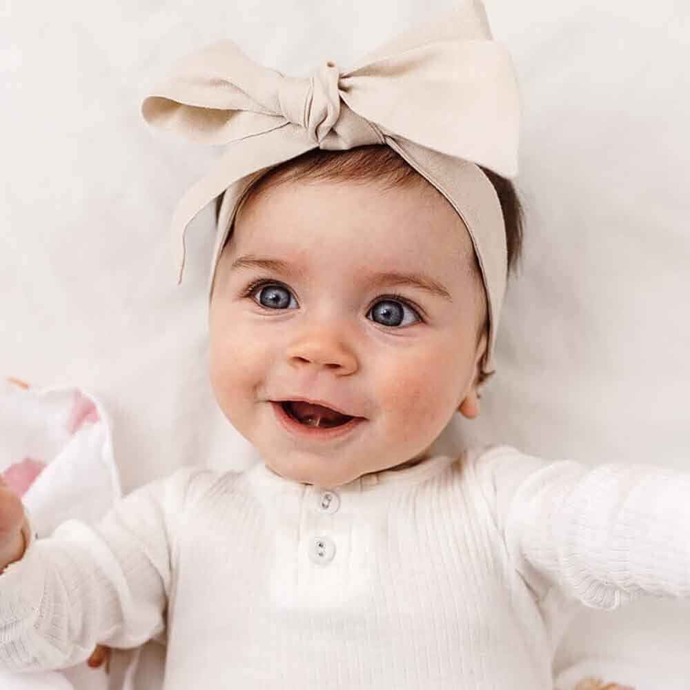 Snuggle Hunny - Natural Pre-Tied Linen Bow - Baby & Toddler