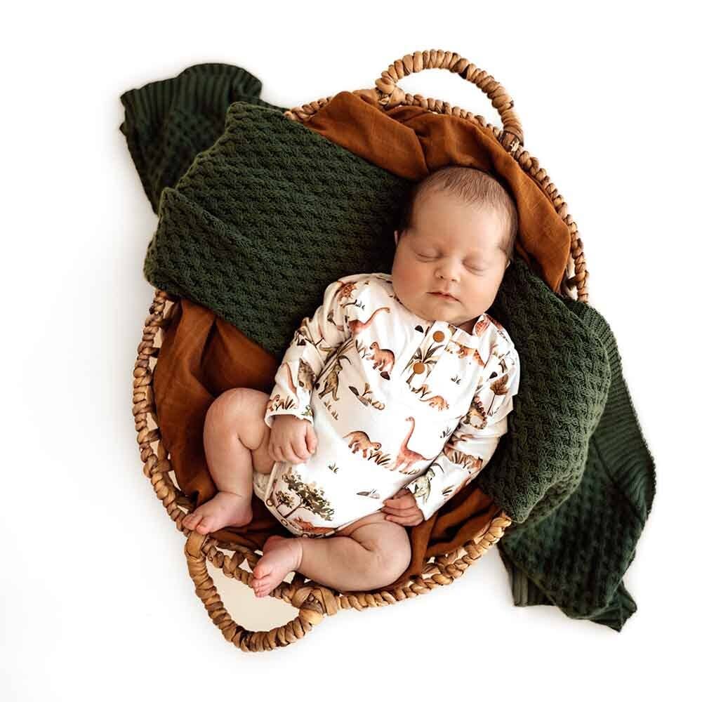 Snuggle Hunny - Dino Long Sleeve Organic Bodysuit
