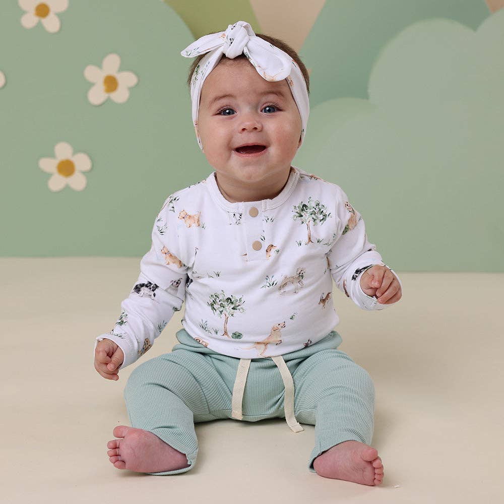 Snuggle Hunny - Dog Park Long Sleeve Organic Bodysuit