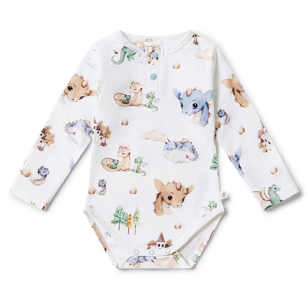 Snuggle Hunny - Dragon Long Sleeve Organic Bodysuit