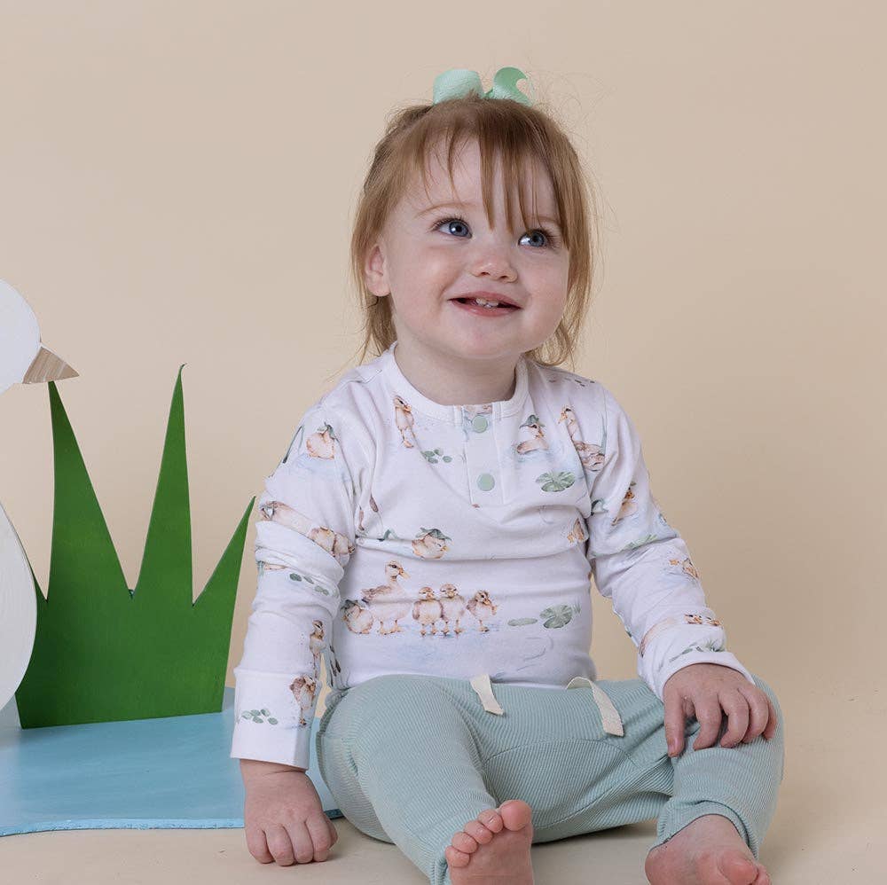 Snuggle Hunny - Duck Pond Long Sleeve Organic Bodysuit