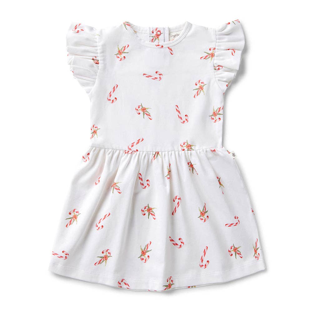 Snuggle Hunny - Candy Cane Short Sleeve Organic Dress