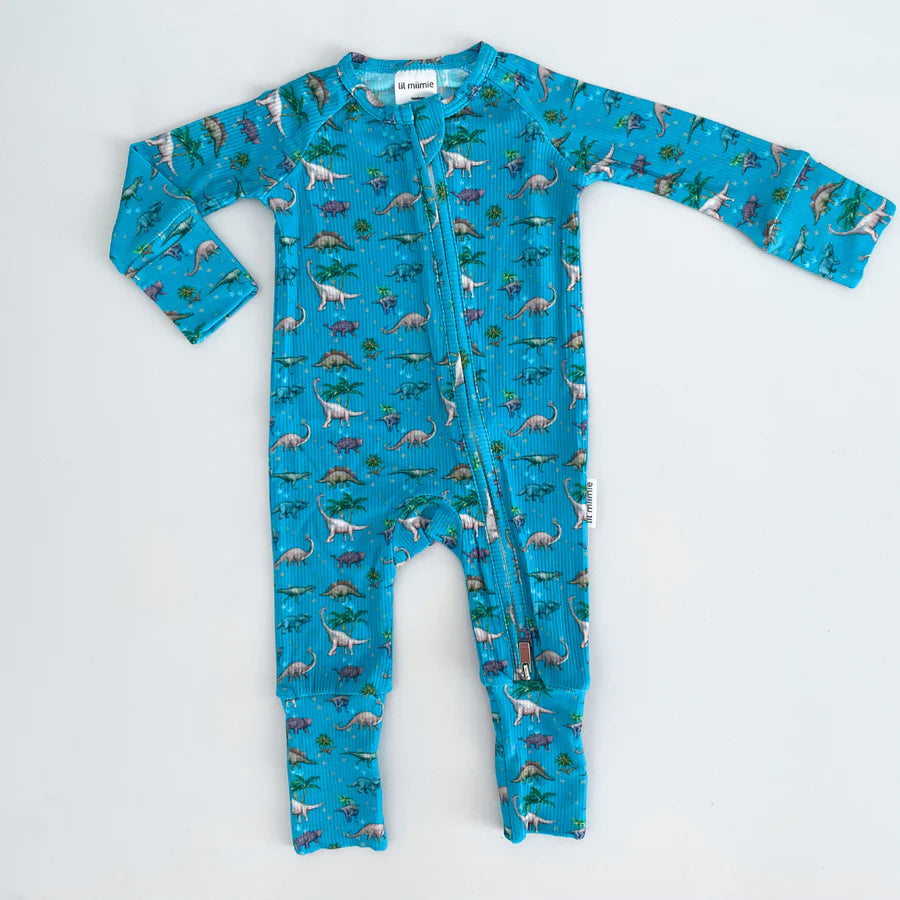 Lil Miimie Bamboo zipper onesie - dinosaur
