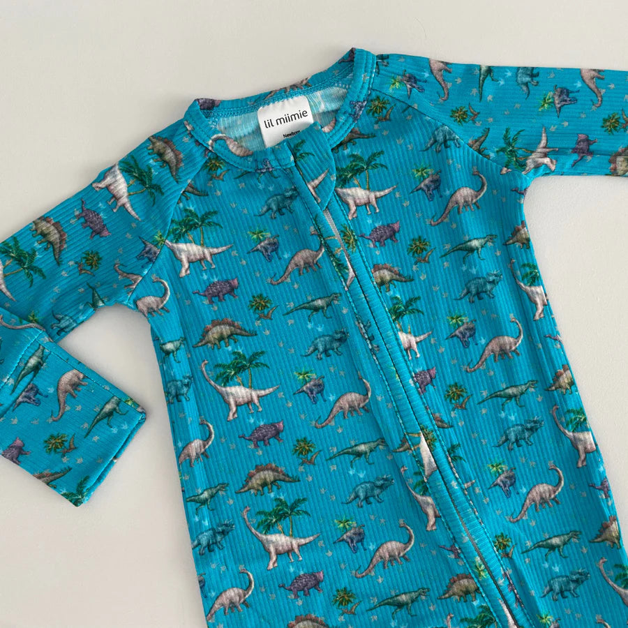 Lil Miimie Bamboo zipper onesie - dinosaur