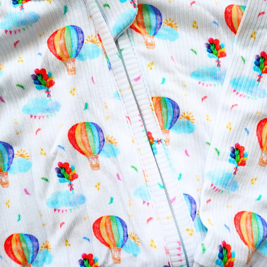 Lil Miimie Bamboo Zipper Onesie - Balloons