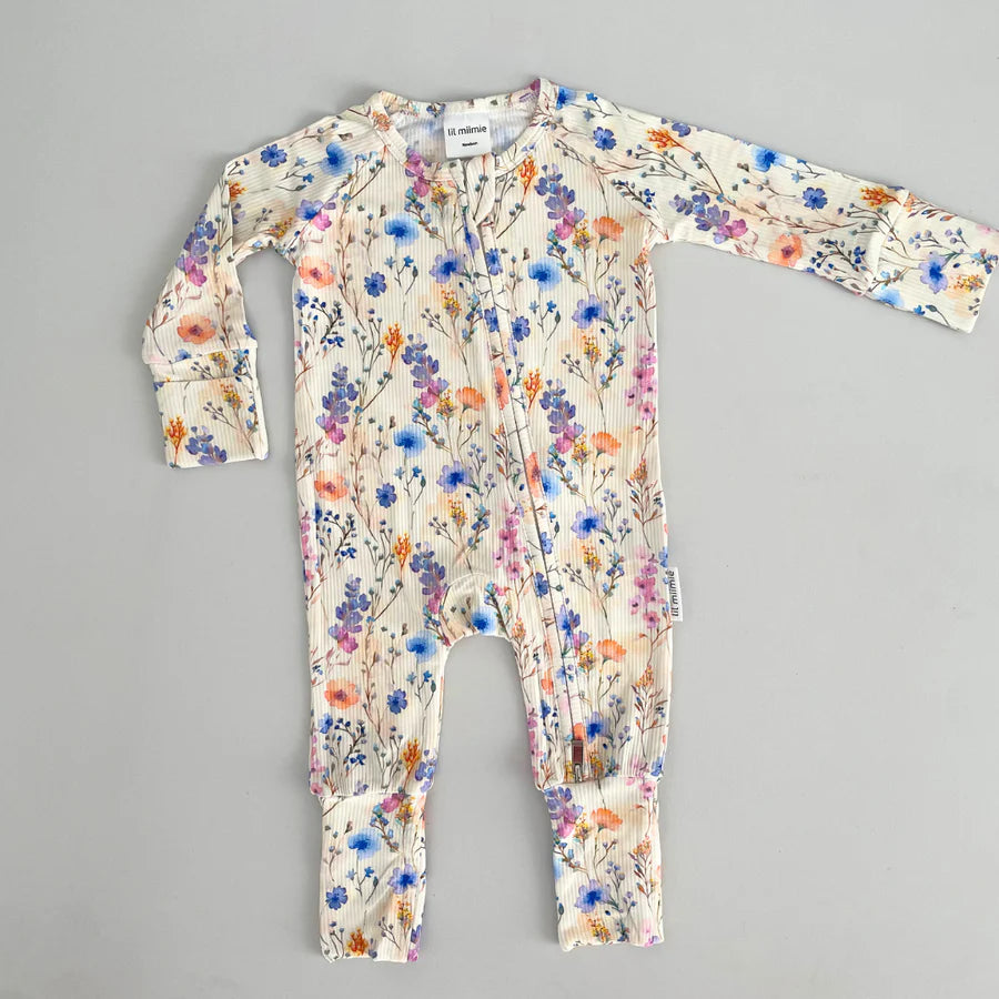Lil Miimie Bamboo Zipper Onesie - Bluebell