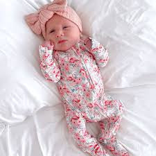 Lil Miimie Bamboo Zipper Onesie - Pink Flamingo