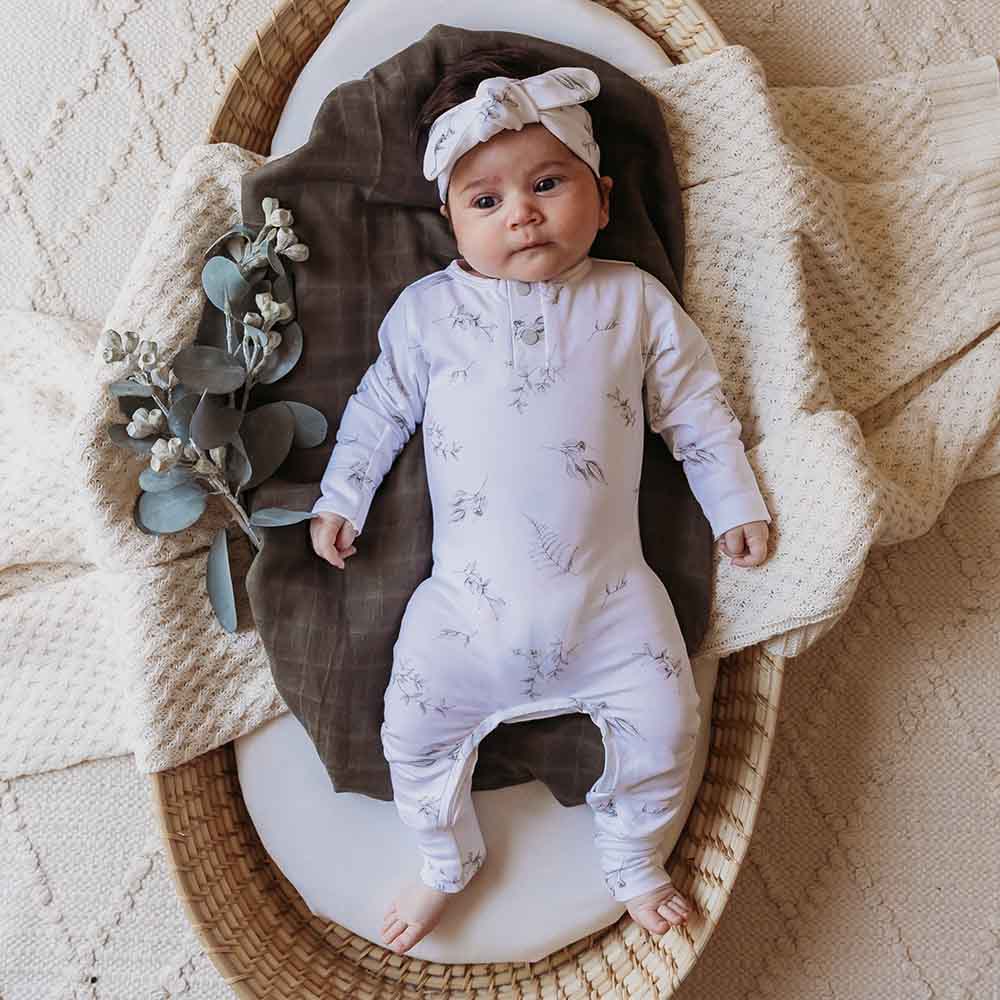 Snuggle Hunny - Silver Gum Organic Growsuit