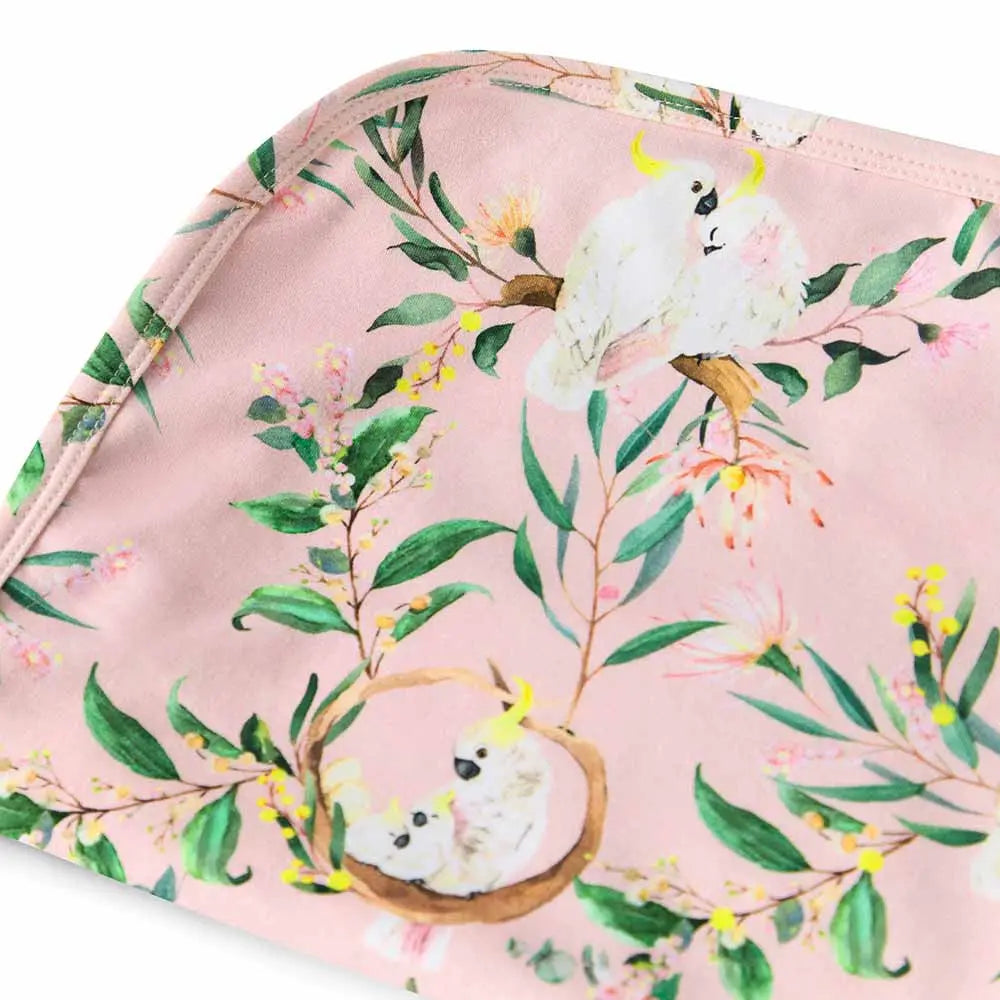 Snuggle Hunny - Cockatoo Organic Jersey Wrap & Topknot Set