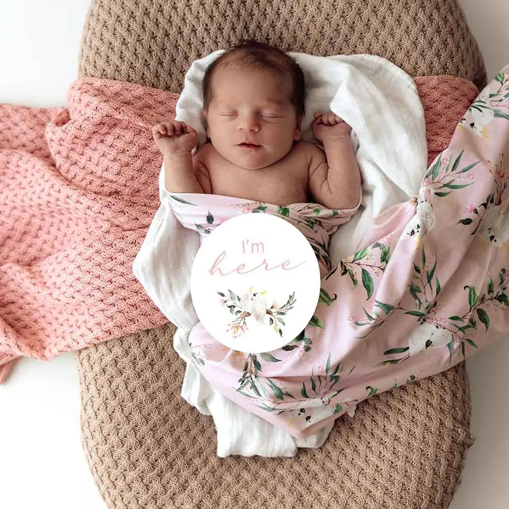 Snuggle Hunny - Cockatoo Organic Jersey Wrap & Topknot Set