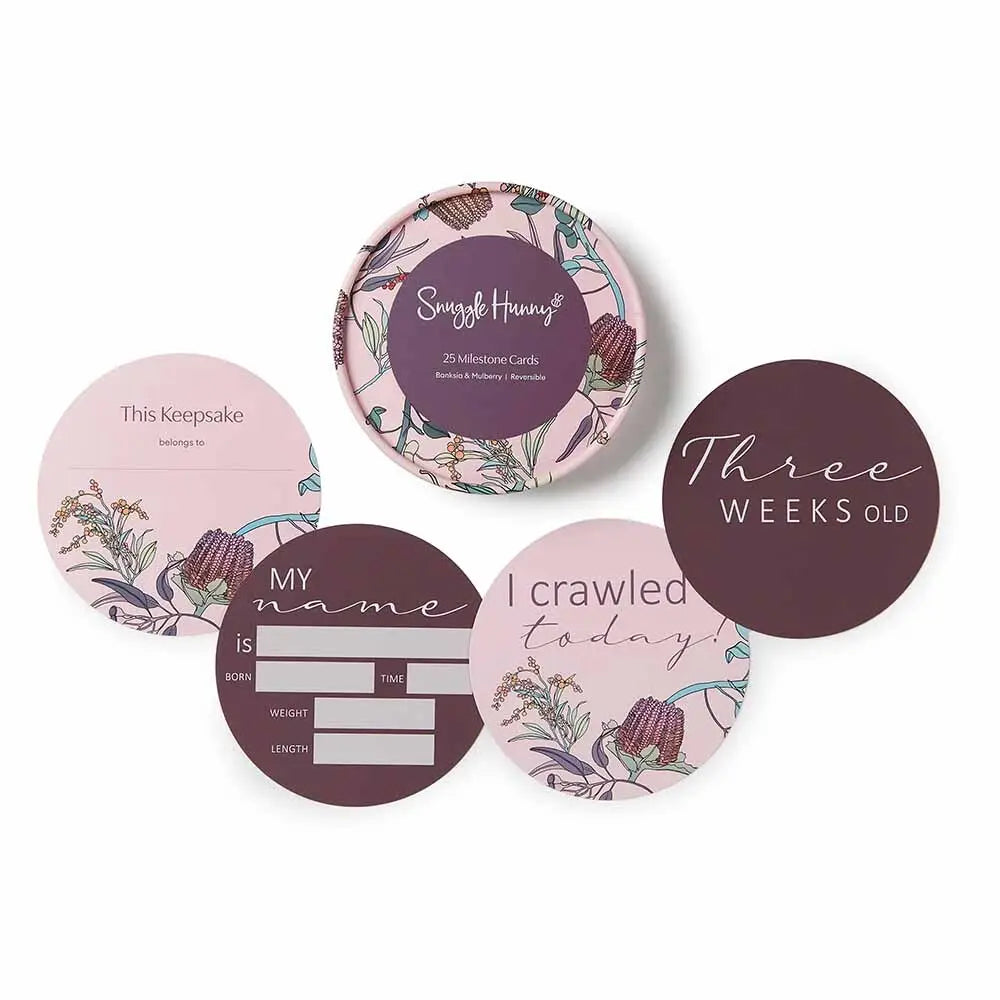 Snuggle Hunny Banksia & Mulberry Reversible Milestone Cards