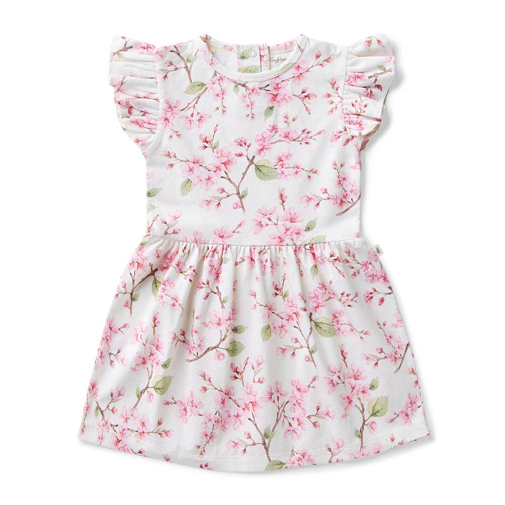 Snuggle Hunny - Cherry Blossom Short Sleeve Organic Dress
