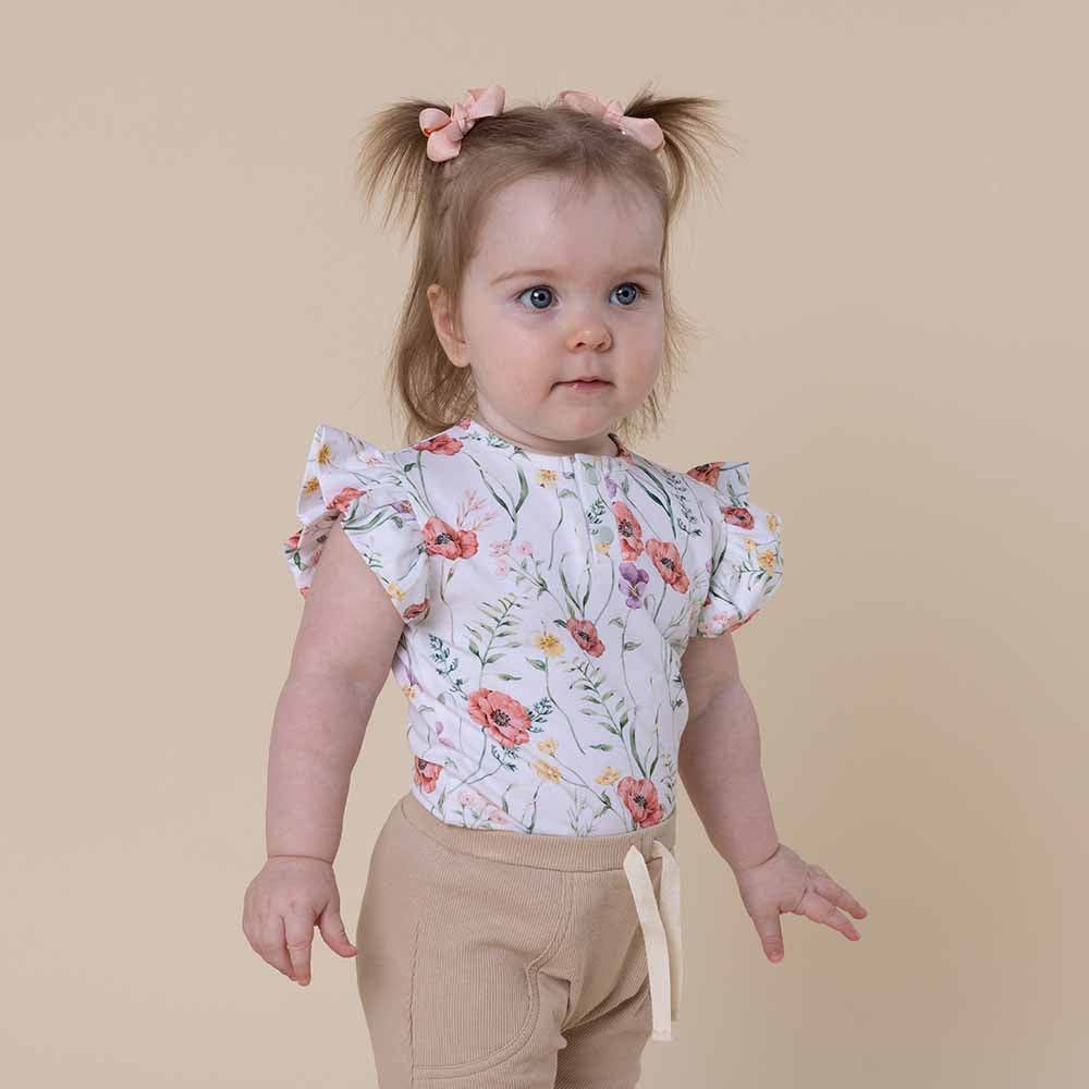 Snuggle Hunny - Meadow Short Sleeve Organic Bodysuit with Frill