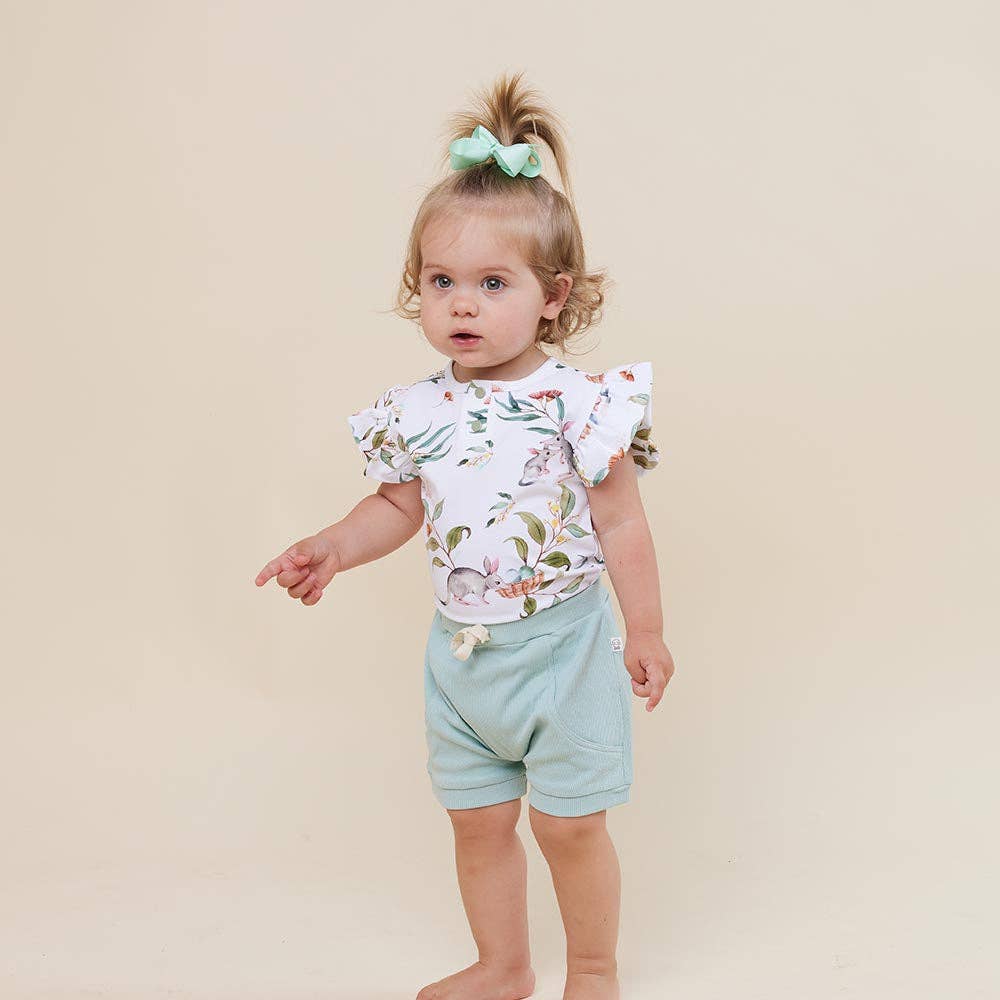 Snuggle Hunny - Easter Bilby Short Sleeve Organic Bodysuit with Frill