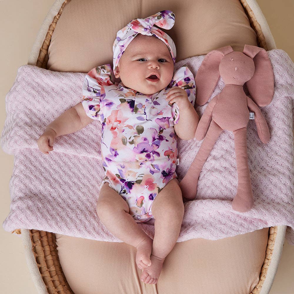 Snuggle Hunny - Blushing Beauty Short Sleeve Organic Bodysuit with Frill
