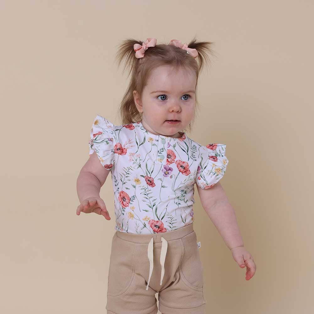 Snuggle Hunny - Meadow Short Sleeve Organic Bodysuit with Frill