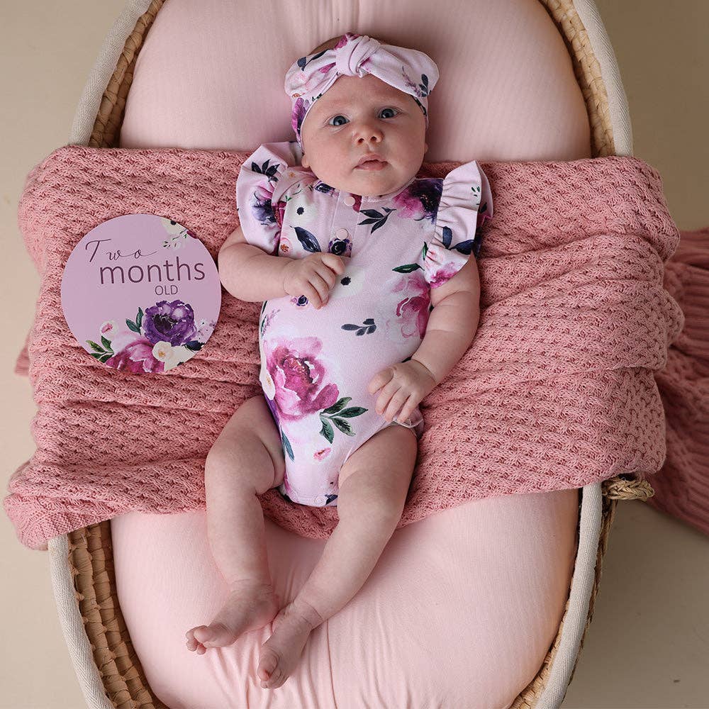 Snuggle Hunny - Floral Kiss Short Sleeve Organic Bodysuit with Frill