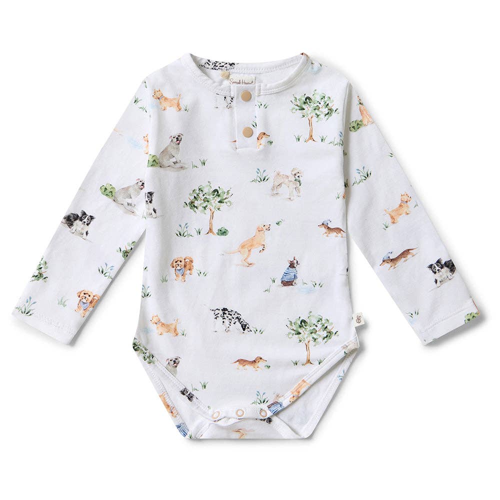 Snuggle Hunny - Dog Park Long Sleeve Organic Bodysuit