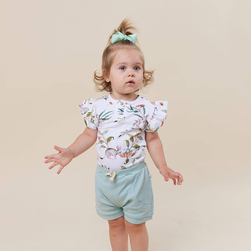 Snuggle Hunny - Easter Bilby Short Sleeve Organic Bodysuit with Frill