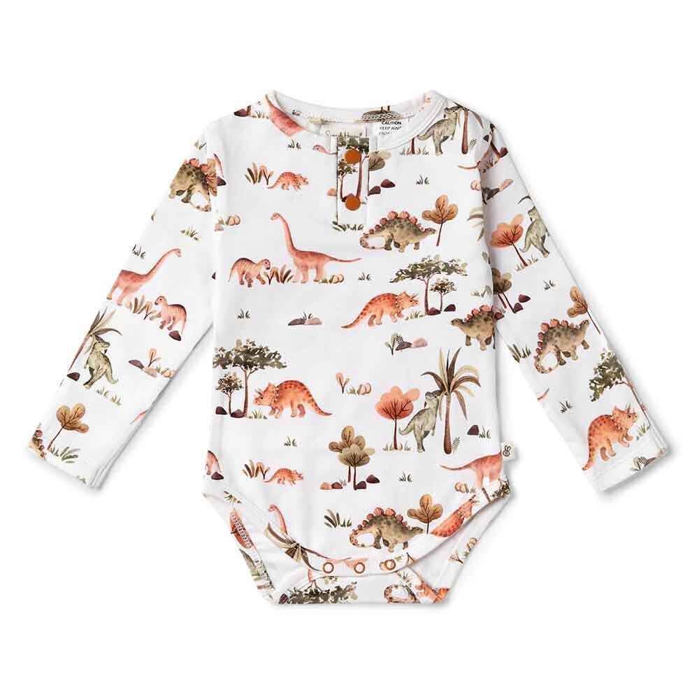Snuggle Hunny - Dino Long Sleeve Organic Bodysuit