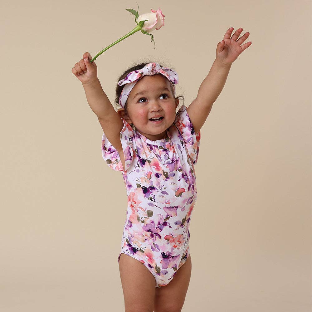 Snuggle Hunny - Blushing Beauty Short Sleeve Organic Bodysuit with Frill