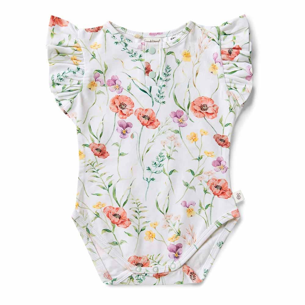 Snuggle Hunny - Meadow Short Sleeve Organic Bodysuit with Frill