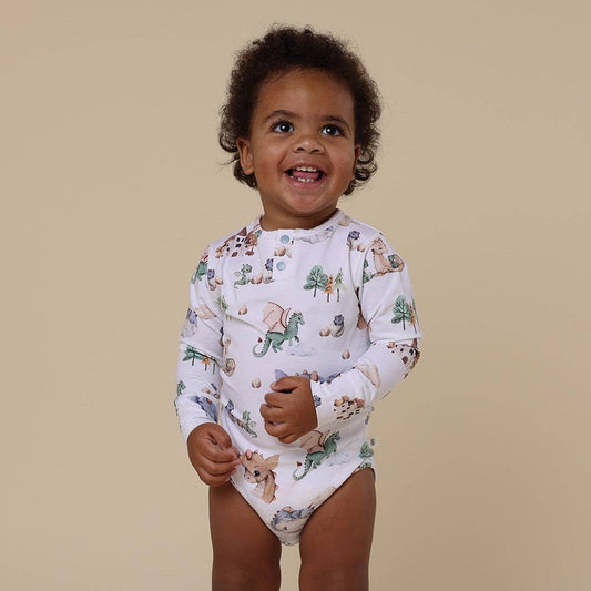 Snuggle Hunny - Dragon Long Sleeve Organic Bodysuit