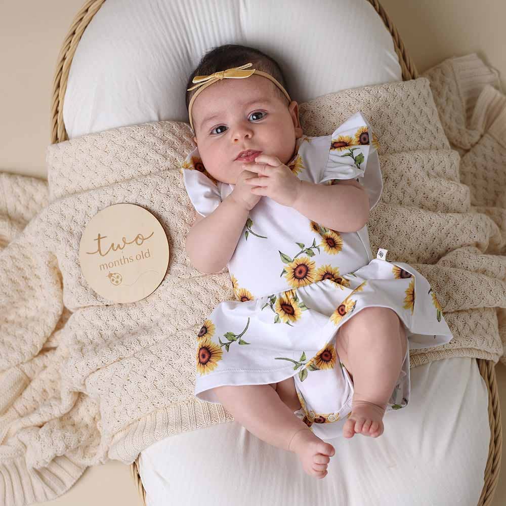 Snuggle Hunny - Sunflower Short Sleeve Organic Dress