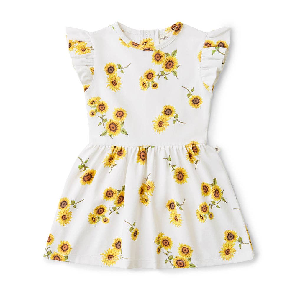 Snuggle Hunny - Sunflower Short Sleeve Organic Dress