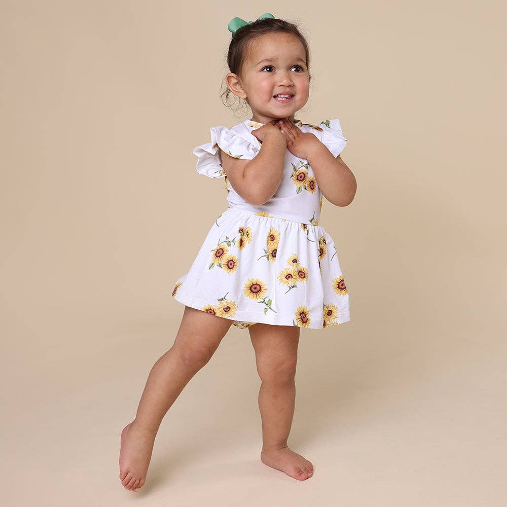 Snuggle Hunny - Sunflower Short Sleeve Organic Dress