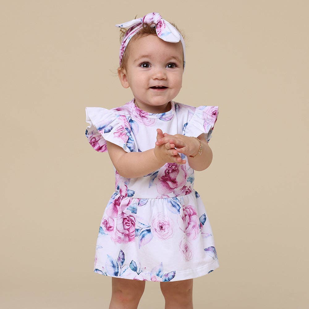 Snuggle Hunny - Lilac Skies Short Sleeve Organic Dress