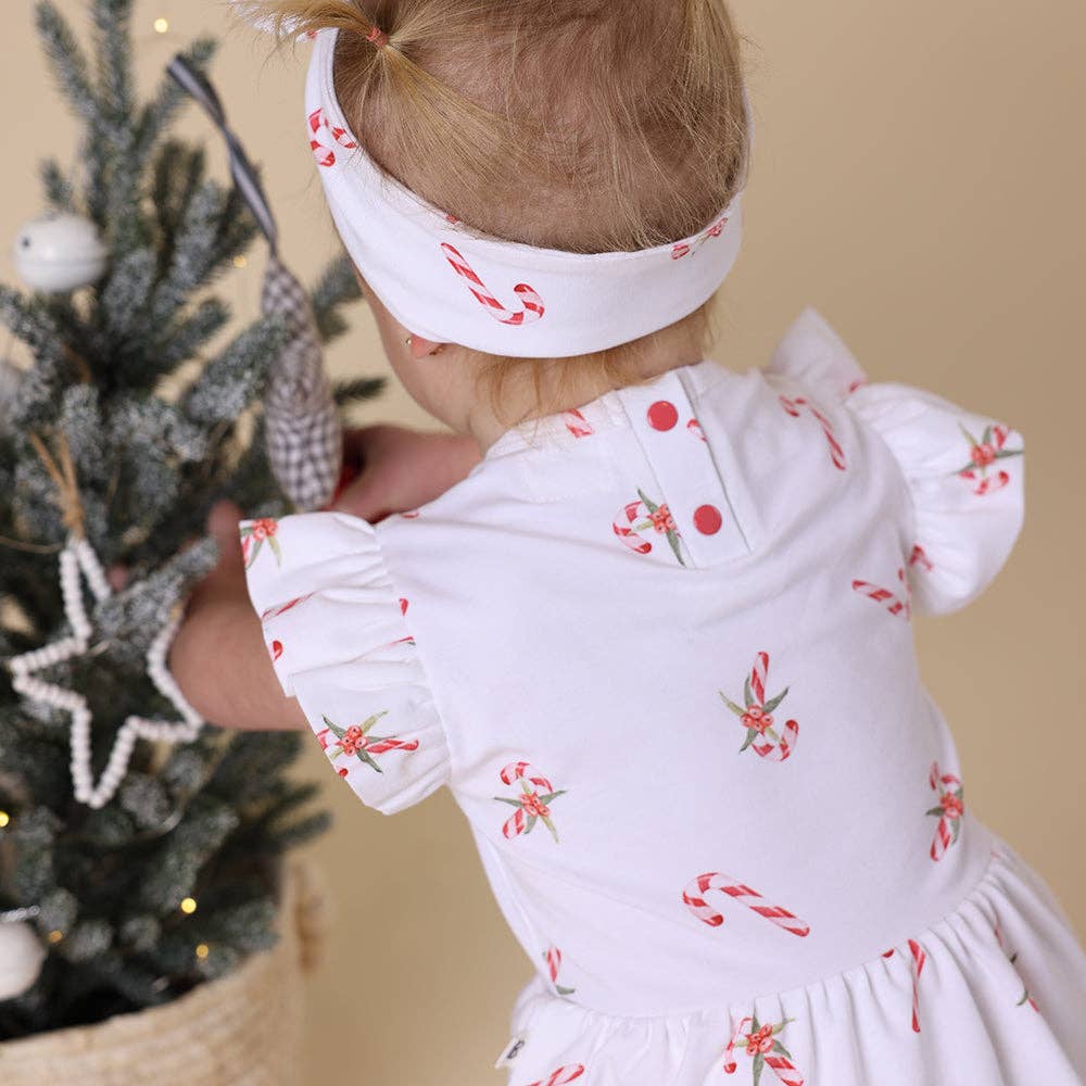 Snuggle Hunny - Candy Cane Short Sleeve Organic Dress