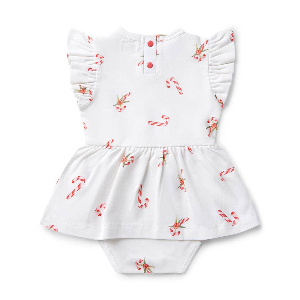 Snuggle Hunny - Candy Cane Short Sleeve Organic Dress