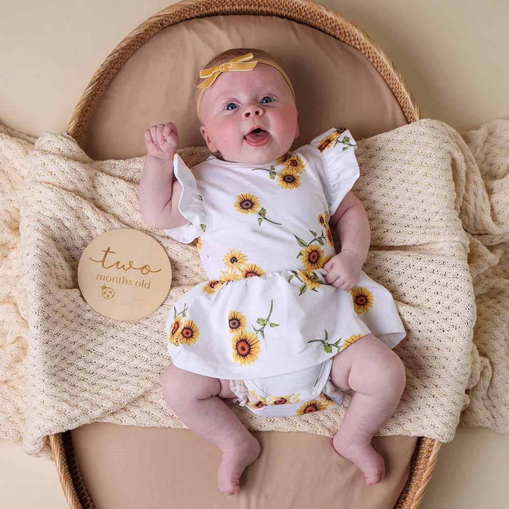 Snuggle Hunny - Sunflower Short Sleeve Organic Dress