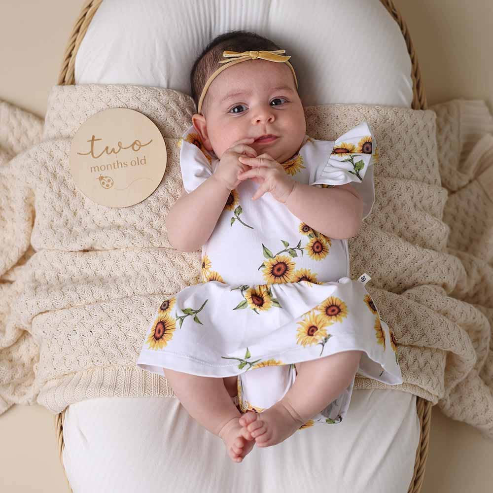 Snuggle Hunny - Sunflower Short Sleeve Organic Dress