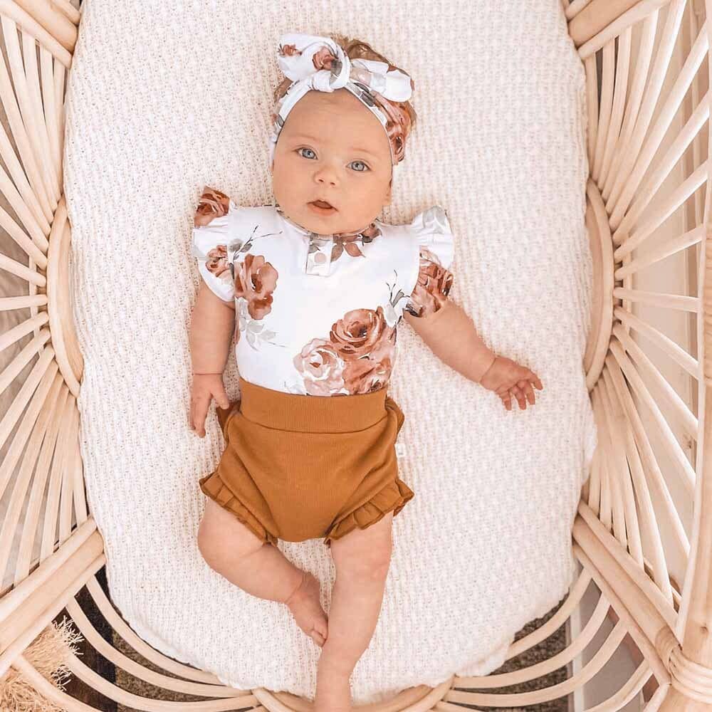 Snuggle Hunny - Rosebud Short Sleeve Organic Bodysuit