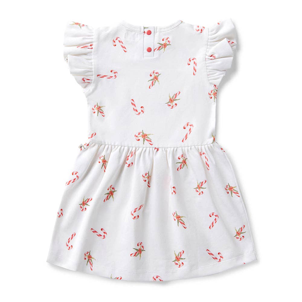 Snuggle Hunny - Candy Cane Short Sleeve Organic Dress