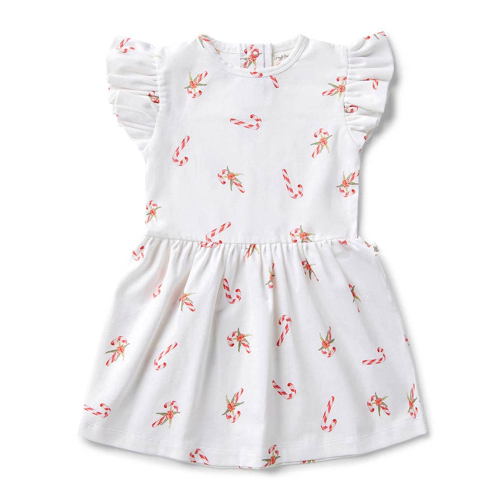 Snuggle Hunny - Candy Cane Short Sleeve Organic Dress