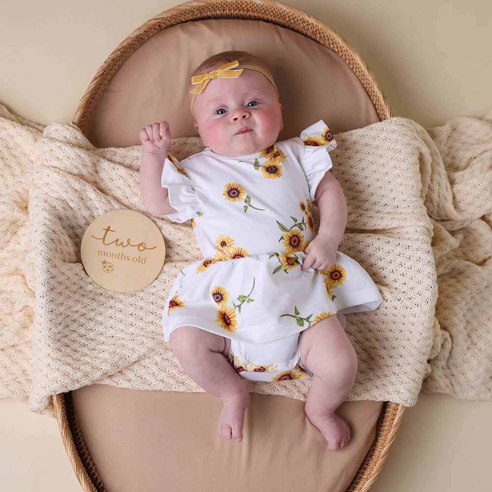 Snuggle Hunny - Sunflower Short Sleeve Organic Dress