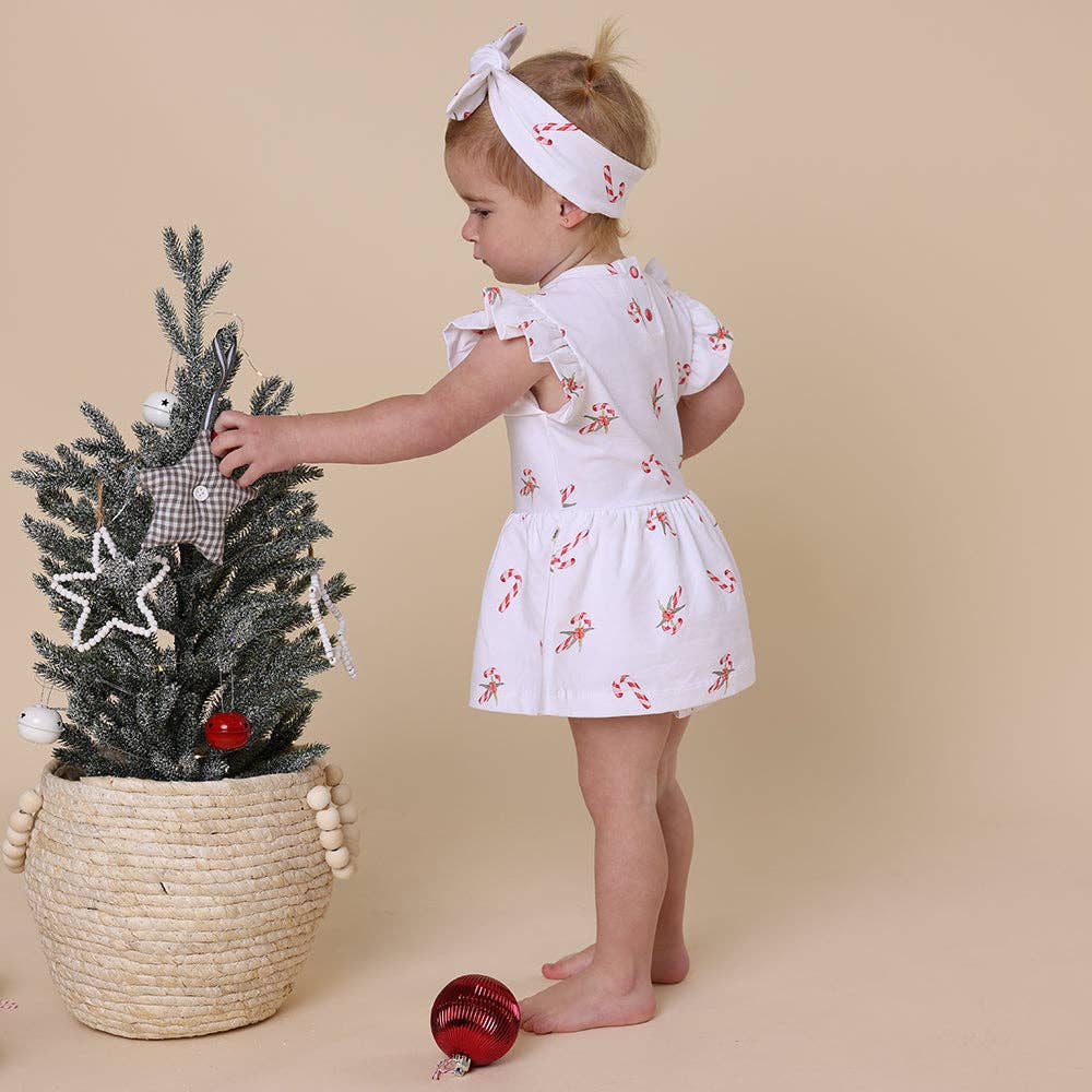 Snuggle Hunny - Candy Cane Short Sleeve Organic Dress