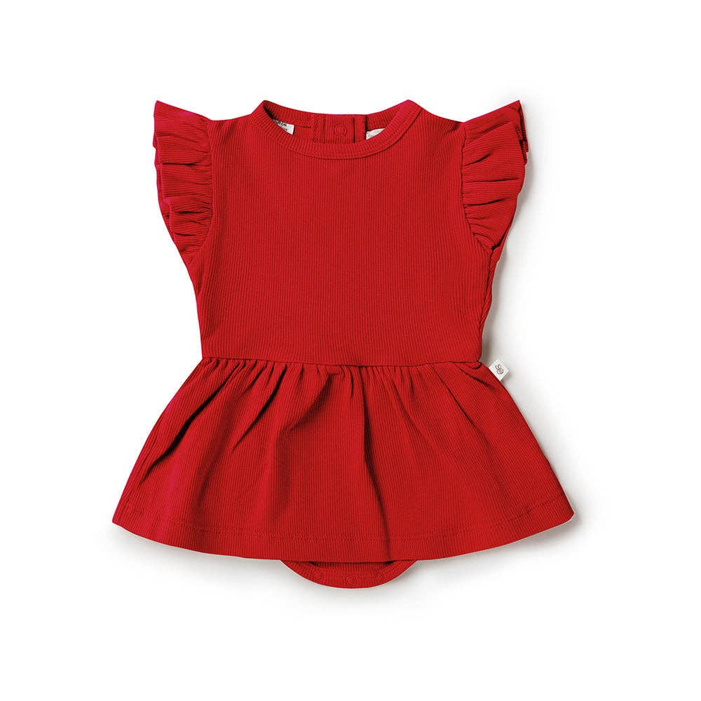 Snuggle Hunny - Red Short Sleeve Organic Dress